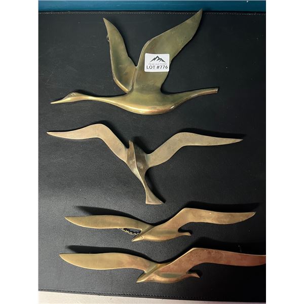 Lot of 4 Assorted Brass Bonze Flying Bird Wall Art Ornaments (*Used)