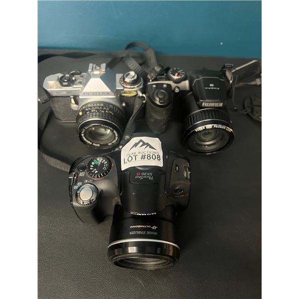 Lot of 3 Digital Cameras (Fujifilm, Pentax, & Powershot) (*Used)