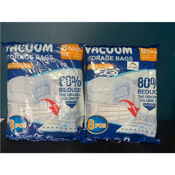 Lot of 2 Multi-Packs of Vacuum Storage Bags (8 Large & Jumbo Bags per Pack)
