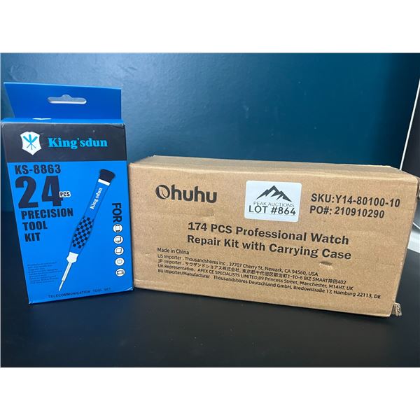 Lot of 1 Precision Screwdriver Tool Set & 1x Watch Repair Kit