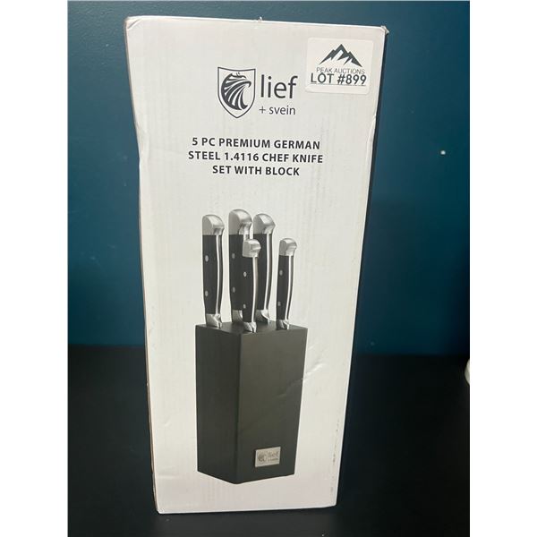 Lot of 1 5PC Premium German Steel Kitchen Knife Block Set