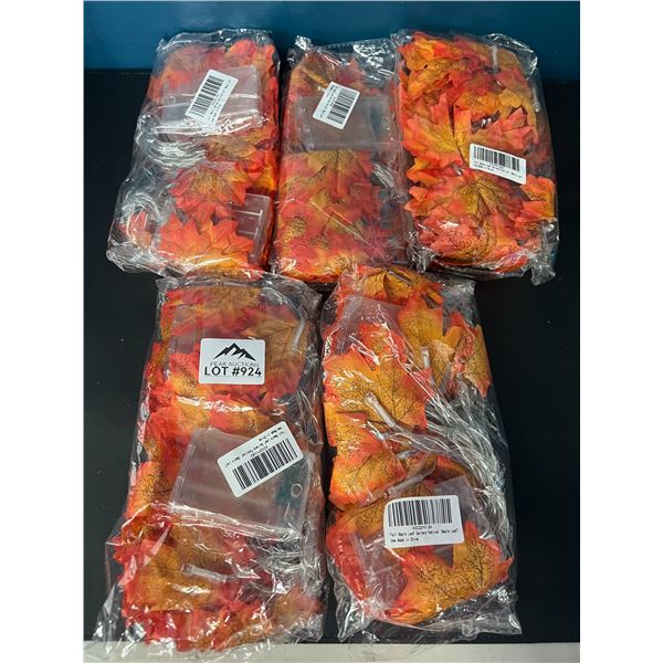 Lot of 5 Fall/Maple Leaf Light-Up/String Garland