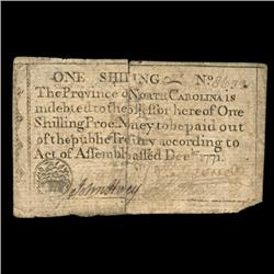 1771 North Carolina 1 Shilling Colonial Note (COI-4341)