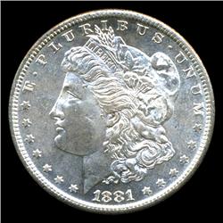 1881S Morgan Dollar Choice+ Uncirculated Rare Variety Semi-Prooflike (COI-5065)