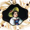 Image 8 : Vintage 14k Gold Hand Painted Portrait, Garnet, & Pearl Open Frame Brooch