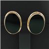 Image 2 : Vintage 14k Yellow Gold Bezel Set Oval Black Onyx Button Screw-On Earrings