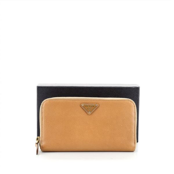 Prada Zip Around Wallet Saffiano Leather Long