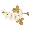 Image 2 : Detailed 14K Yellow Gold Graduated Pearl Grape Cluster Etched Brooch or Pendant