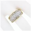 Image 3 : 14k Yellow Gold 1.34 ctw 3 Row Channel Baguette Pave Round Diamond Wide Band Rin