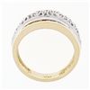 Image 8 : 14k Yellow Gold 1.34 ctw 3 Row Channel Baguette Pave Round Diamond Wide Band Rin