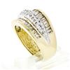 Image 9 : 14k Yellow Gold 1.34 ctw 3 Row Channel Baguette Pave Round Diamond Wide Band Rin