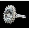 Image 1 : 5.95 ctw Aquamarine and Diamond Ring - 14KT White Gold