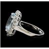 Image 3 : 5.95 ctw Aquamarine and Diamond Ring - 14KT White Gold