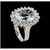 Image 4 : 5.95 ctw Aquamarine and Diamond Ring - 14KT White Gold