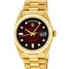 Image 2 : Rolex Mens 18K Yellow Gold Red Vignette Diamond Quickset President Wristwatch