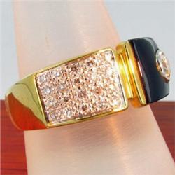 18k Solid Yellow Gold Mens 1 ct Diamond Black Onyx Ring 10 grams (JEW-1436)