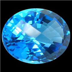 12.7ct Impressive Oval Checker Cut Top Blue Topaz  (GEM-15994)