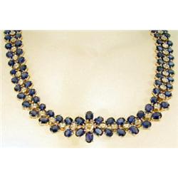 65ct White Diamond & Blue Sapphire 14k White Gold Necklace $55,000 (JEW-1422)