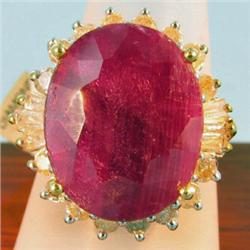 16.5ct Ruby and Yellow Diamond Ladies 14k Ring (JEW-1427)