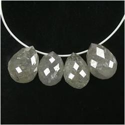 2.14Tct/4Pcs Grey Pineapple Cut Briolette Diamond Pendants (GEM-16066)