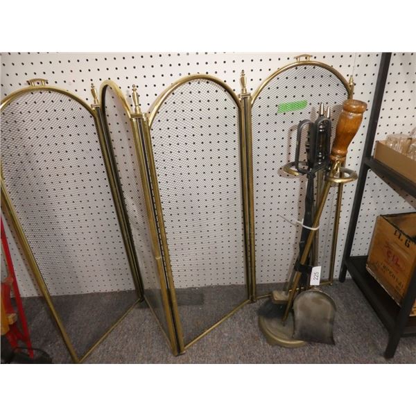 fireplace set w/ screen