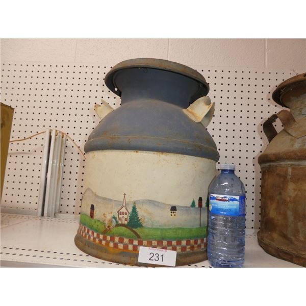 vintage cream can, painted