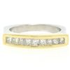 Image 3 : Unique Platinum & 18k Yellow Gold 0.60 ctw Channel Set Princess Diamond Band Rin