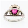 Image 6 : Antique Victorian 14k Gold Vibrant Oval Red Stone & Mine Cut Diamond Halo Ring