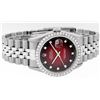 Image 2 : Rolex Mens Stainless Steel Red Vignette Diamond 36MM Datejust Wristwatch