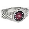 Image 3 : Rolex Mens Stainless Steel Red Vignette Diamond 36MM Datejust Wristwatch
