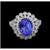 Image 2 : 18KT White Gold 3.95 ctw Tanzanite and Diamond Ring