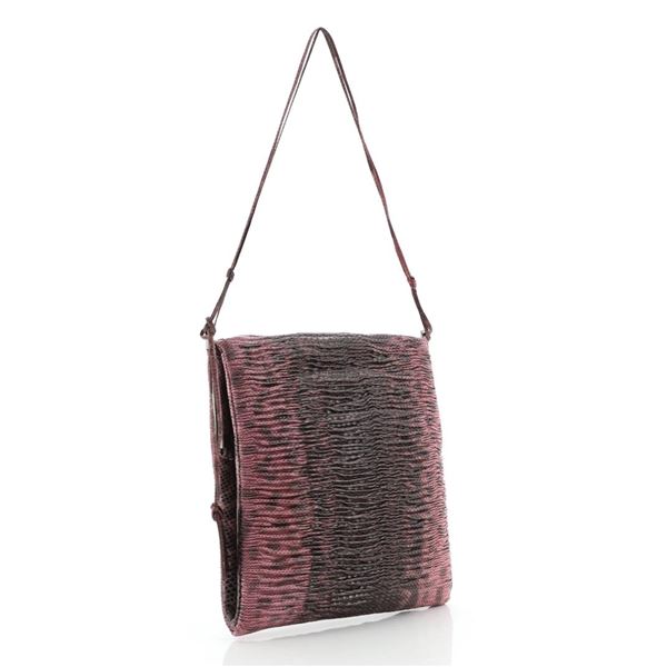 Gucci Frame Square Clutch Wrinkled Snakeskin Red