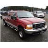 Image 8 : F3 --  2002 FORD F350 SRW SUPER DUTY LARIAT CREW CAB 4X4 7.3 DIESEL, Red, 307791 KM