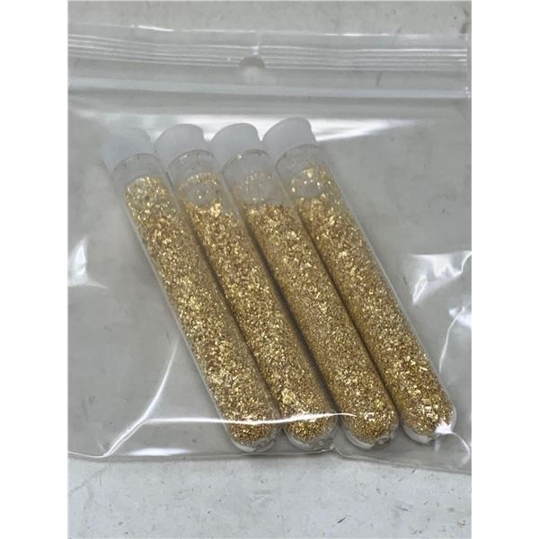 4 Large vials of gold flaking material