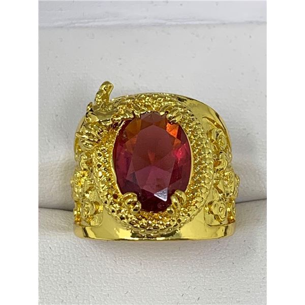 Gents Ruby Style Solitaire 18K GP Designer ring