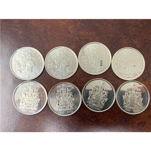 Royal Canadian Mint Lot of 8 1952-2002 $0.50 Coins