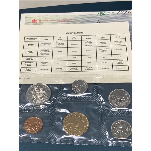 Royal Canadian Mint Cellophane Sealed Proof Set 1867-1992