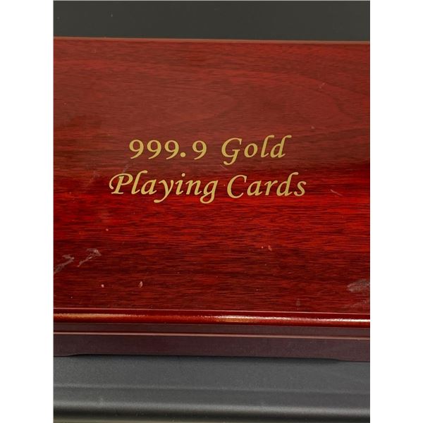 Set of .999 Gold Foil Playing Cards in roisewood box set of 2