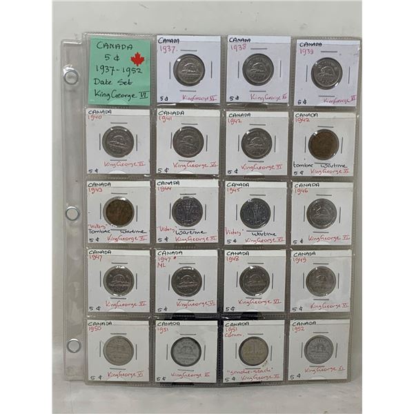 Canada Nickel Collection - 1937-1952 King George VI - 19 pieces
