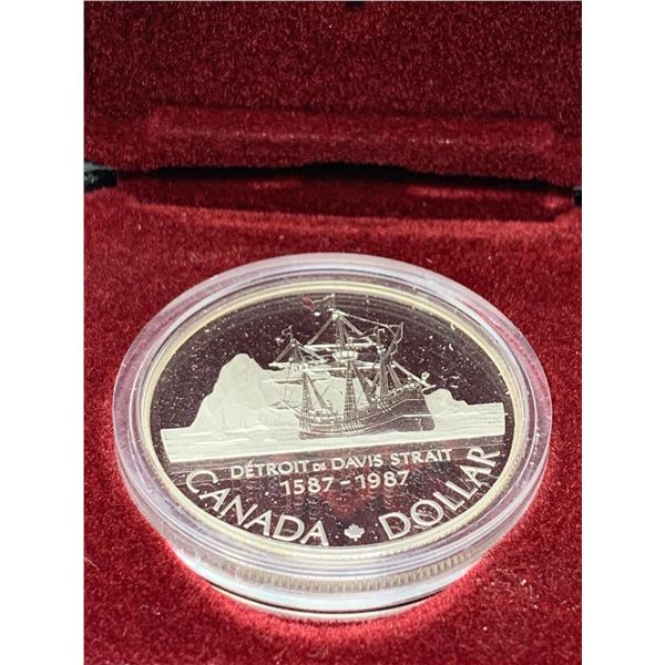 Royal Canada Mint 1587-1987 Canada Detroit Davis Strait Mint cased Dollar