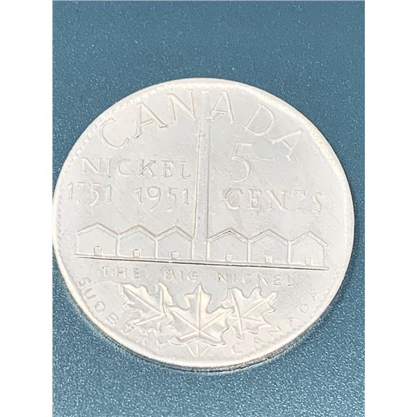 Royal Canada Mint rare 1751-1951 Sudbury The Big Nickel 5 cent Coin
