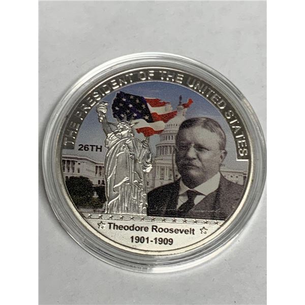 The President of the United Stated NEW CASED collector Coin - Theodore Roosevelt 1901-1909