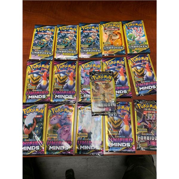 Pokemon Sun & Moon Unbroken Bonds and asssorted collector card packs lot of 16
