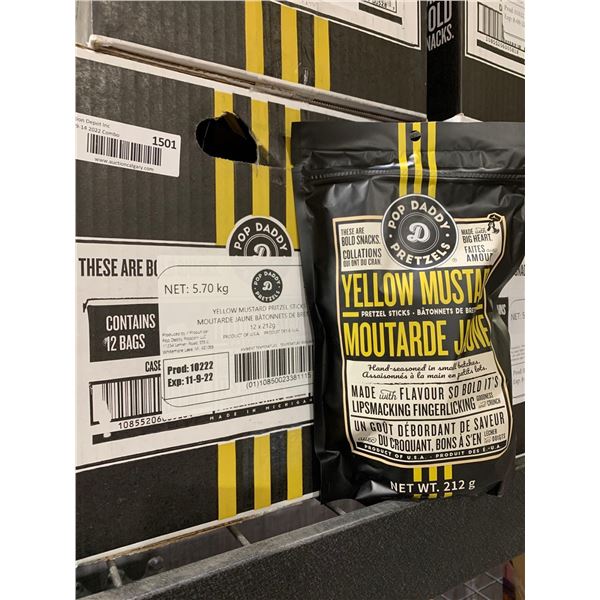 CASE LOT Pop Daddy Pretzels Yellow Mustard Pretzel Sticks 12x212g