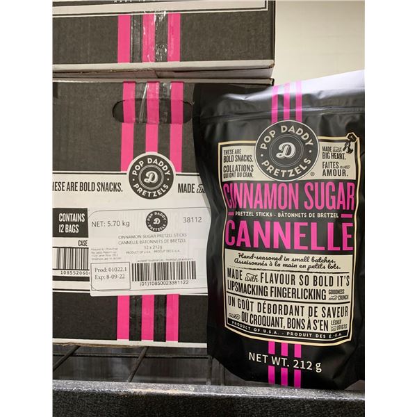 CASE LOT Pop Daddy Pretzels Cinnamon Sugar Pretzel Sticks 12x212g
