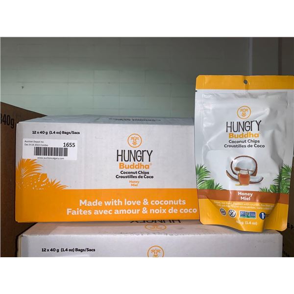 CASE LOT Hungry Budda Coconut Chips Honey 12 x 40g