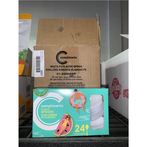 CASE LOT Compliments Plastic Spoons 24 per box x 24 boxes