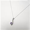 Image 3 : 10K White Gold Amethyst(0.5ct) Diamond(0.2ct) Necklace (~weight 1.6g), Appraised Retail $1430