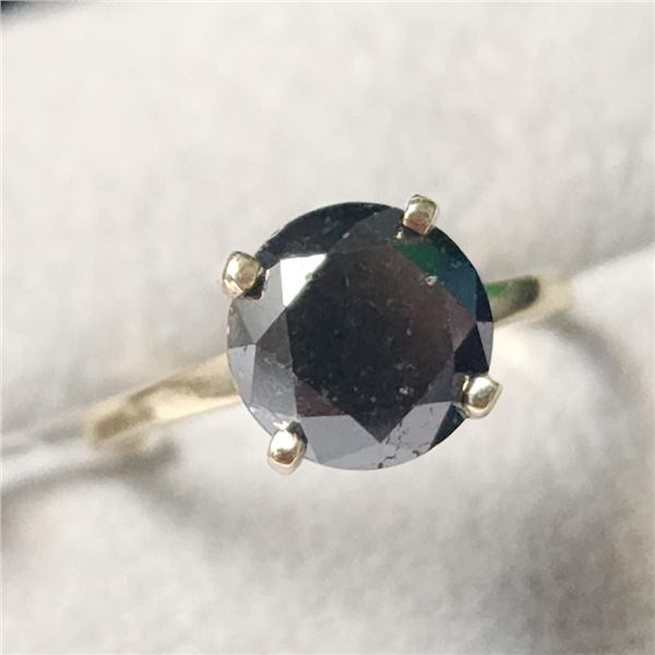 10K Yellow Gold Black Diamond(3ct) Ring (~Size 6) (~weight 2.47g), Made in Canada, Appraised Retail 