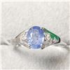 Image 1 : 10K White Gold Ceylon Sapphire(0.9ct) Diamond(0.045ct) Ring (~Size 7) (~weight 1.31g), Made in Canad